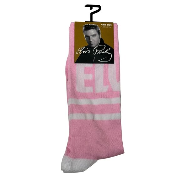 Retro Pink & White Striped Crew Socks — Sporty Love-Inspired Gift - Picture 1 of 2